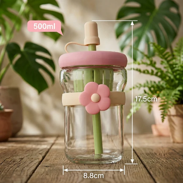Cute Cartoon Flower Glass Cup - Image 5