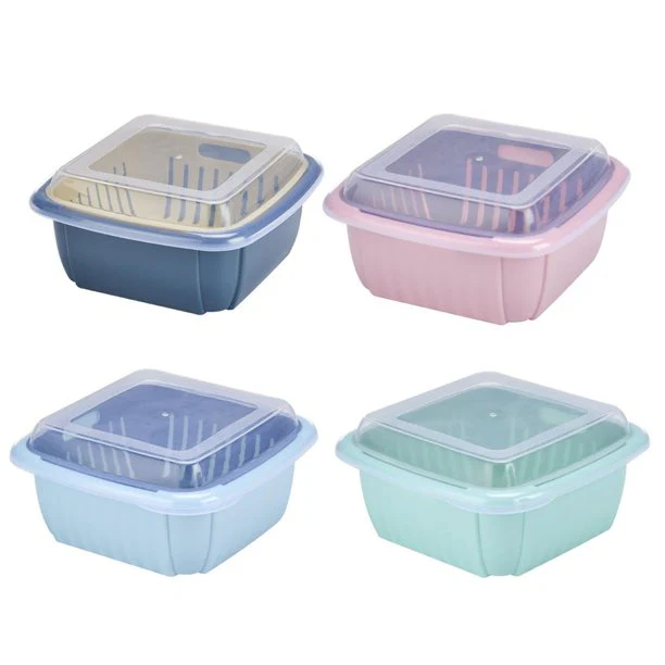 Fruit Vegetable Washing Drain Basket - Square Basket Strainer With Lid - Image 3