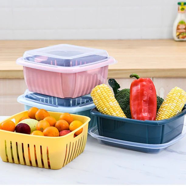 Fruit Vegetable Washing Drain Basket - Square Basket Strainer With Lid - Image 5