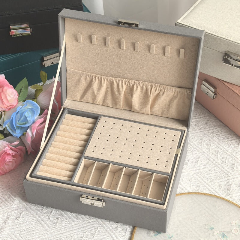 Double-Layer Leather Jewelry Storage Box - Image 4