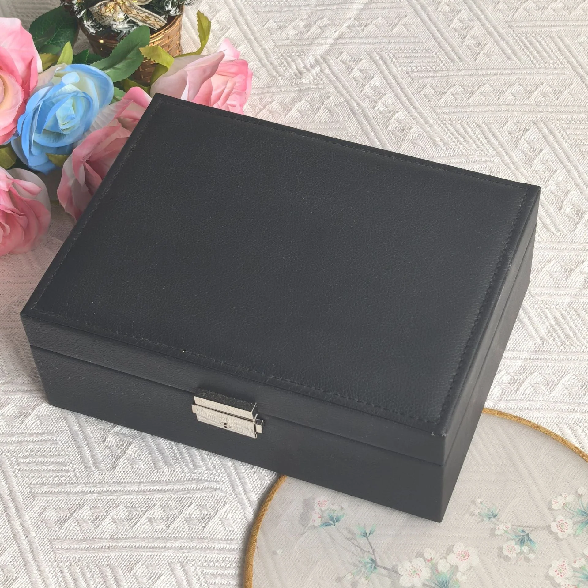 Double-Layer Leather Jewelry Storage Box - Image 5
