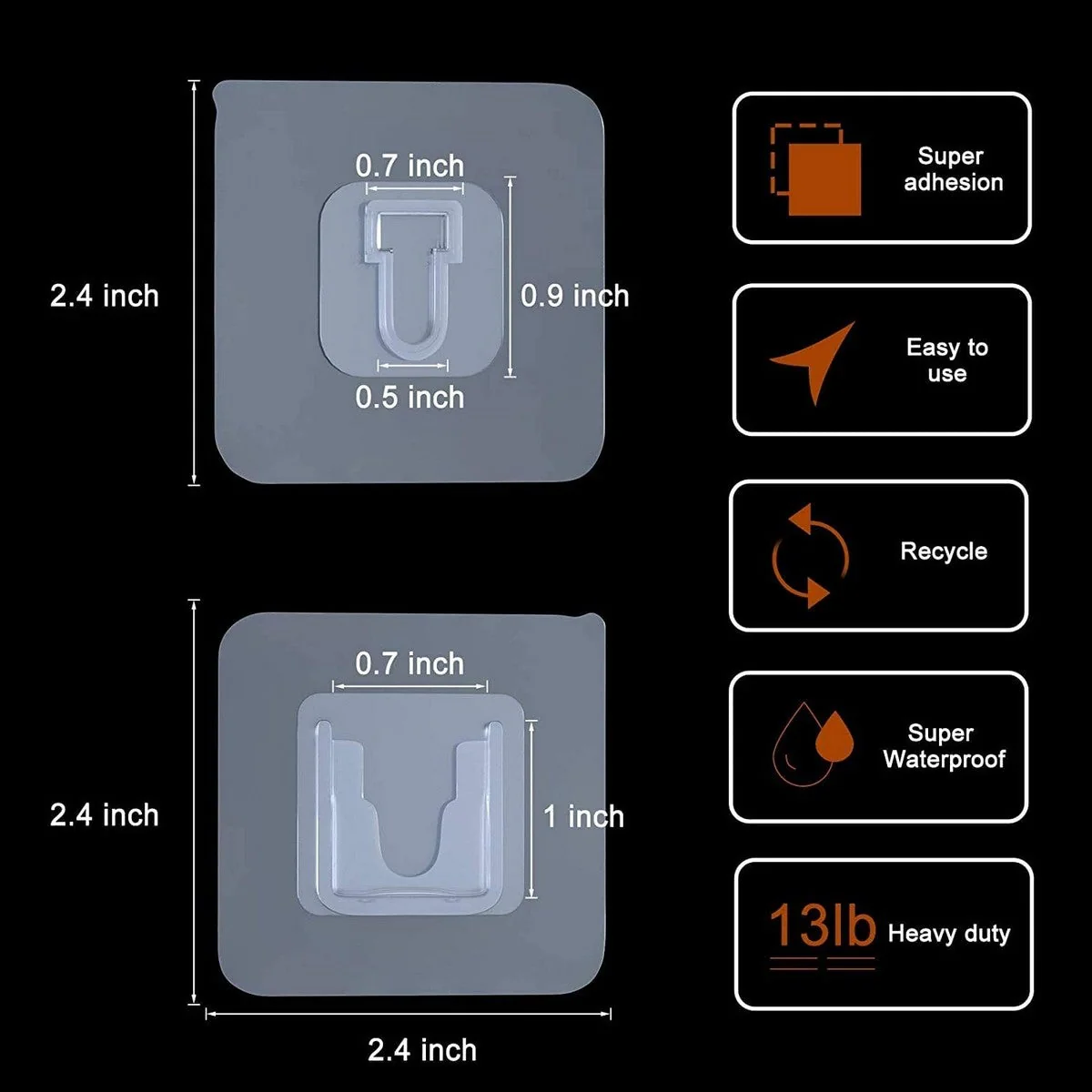 Double Sided Adhesive Wall Hooks (Pack of 10) - Image 2
