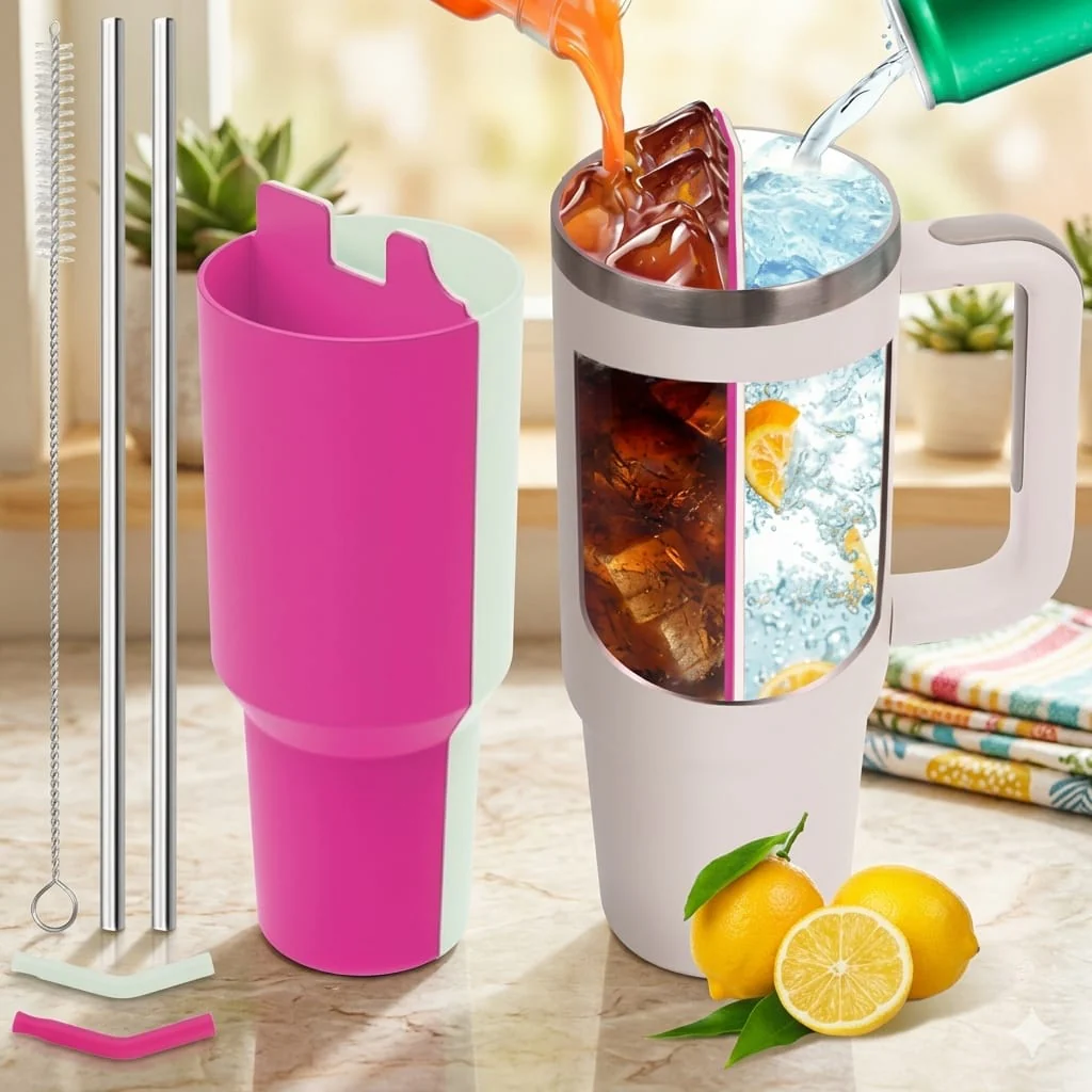 Silicone Dual Drink Tumbler Divider - Image 2