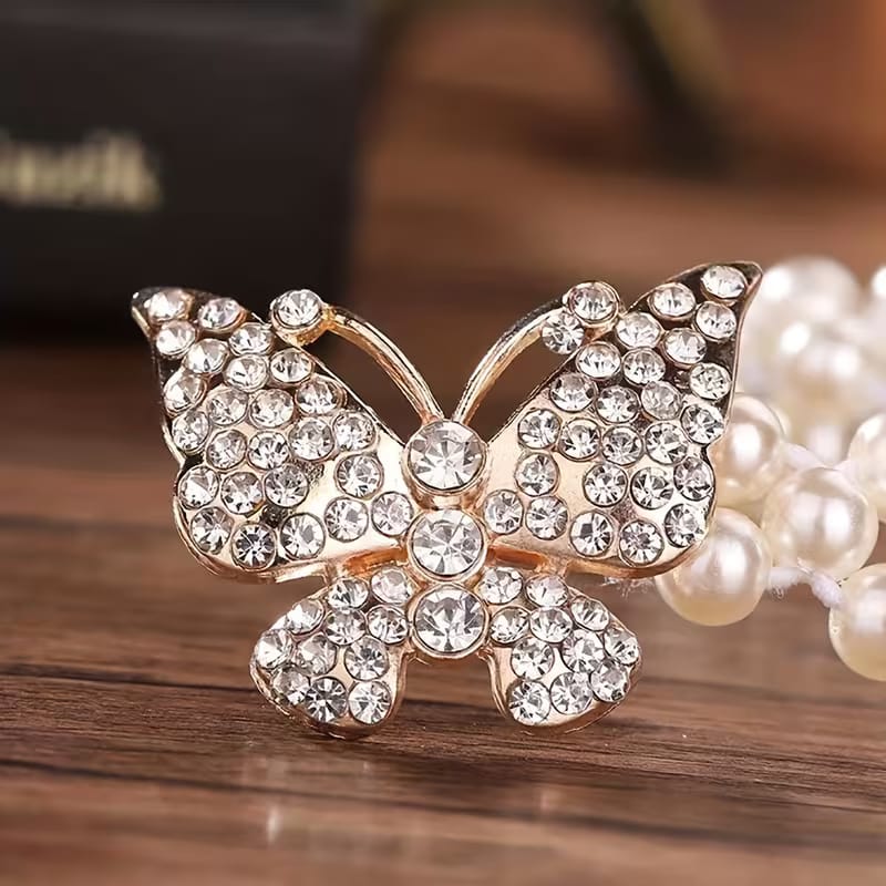 Elegant Butterfly Rhinestone Buckle Waist Belt - Image 3