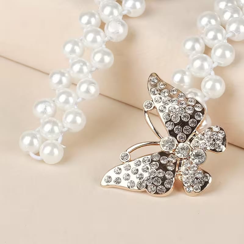 Elegant Butterfly Rhinestone Buckle Waist Belt - Image 4