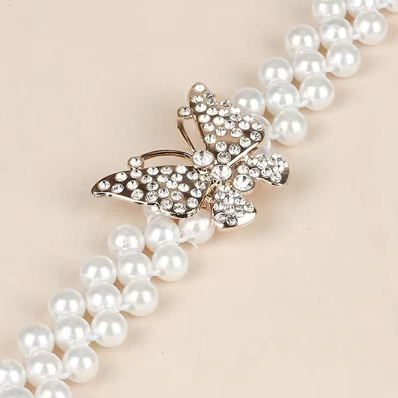 Elegant Butterfly Rhinestone Buckle Waist Belt - Image 5