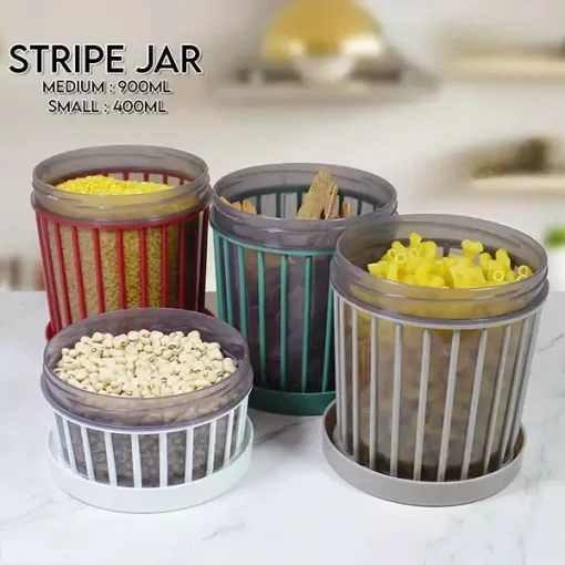 Food Storage Stripe Jar 3Pcs - Image 2