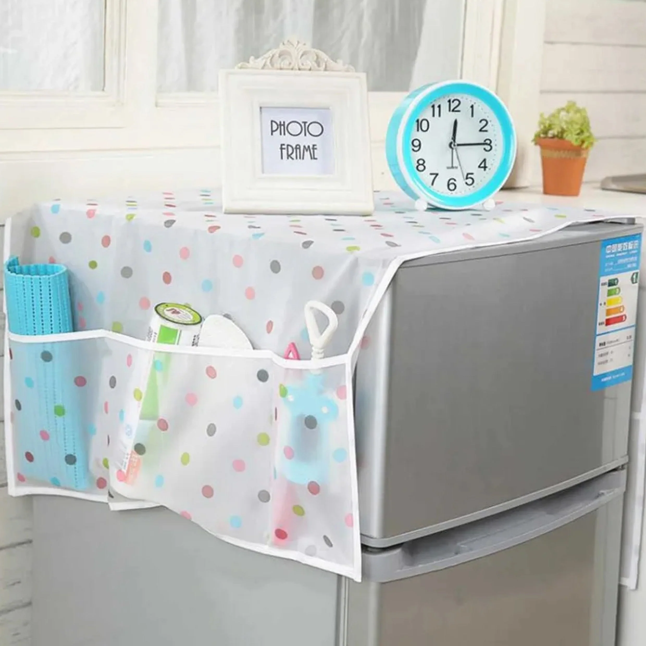 Dust Proof Fridge Cover with 6 Pockets (Imported) - Image 2