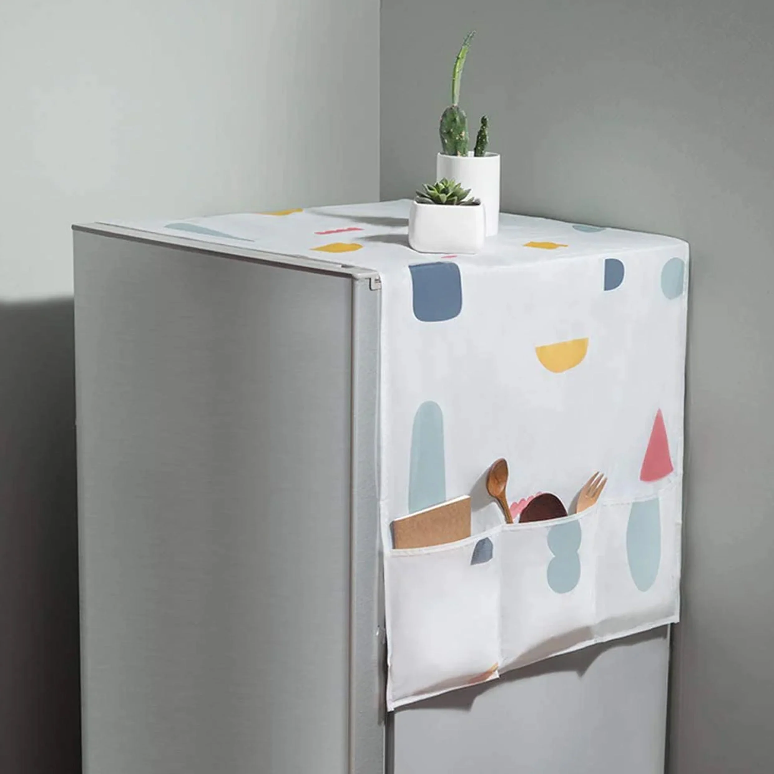 Dust Proof Fridge Cover with 6 Pockets (Imported) - Image 3