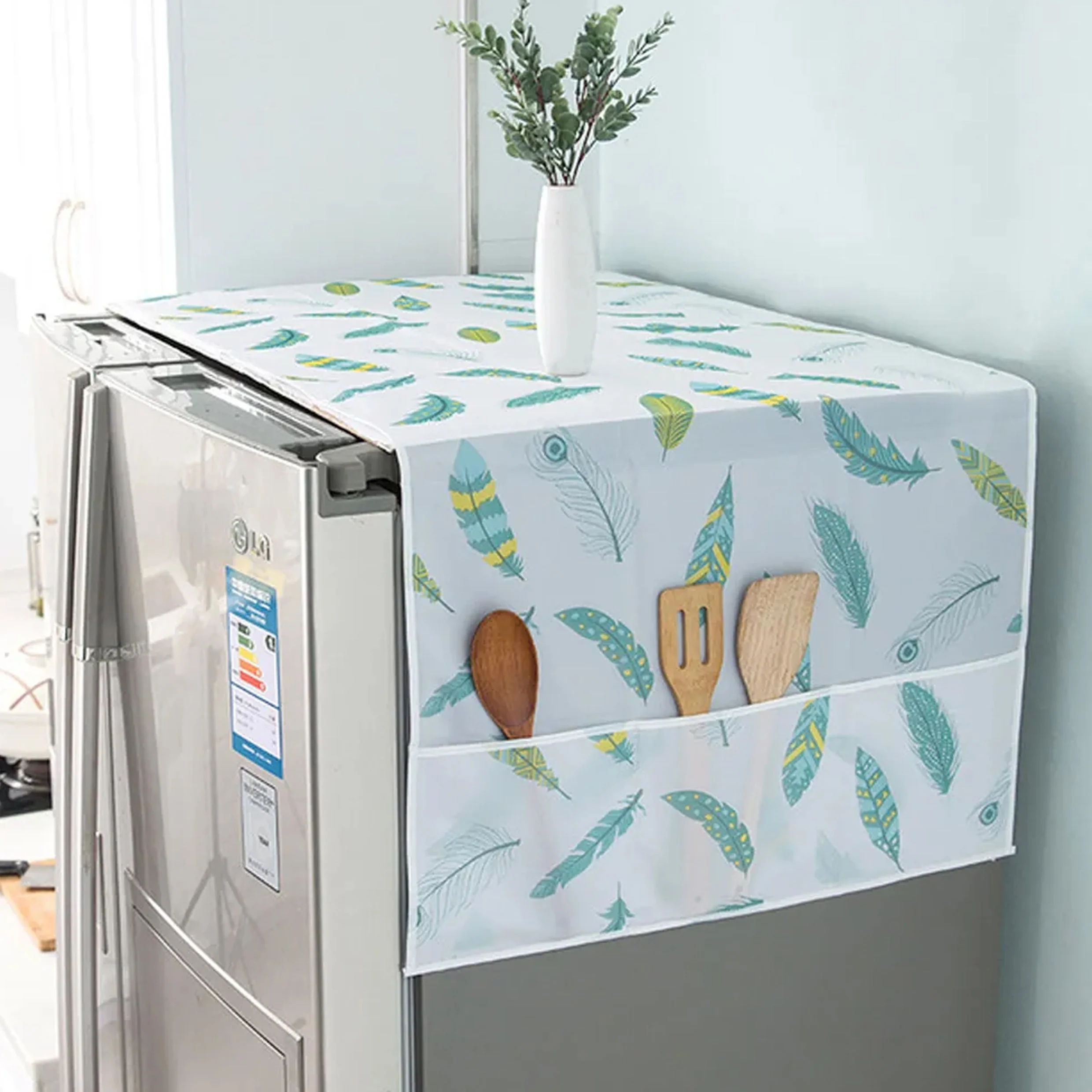 Dust Proof Fridge Cover with 6 Pockets (Imported) - Image 4
