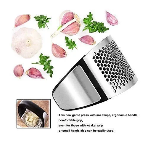 Garlic Press Metal Ginger Garlic Chopper Crusher Stainless Steel - Image 3