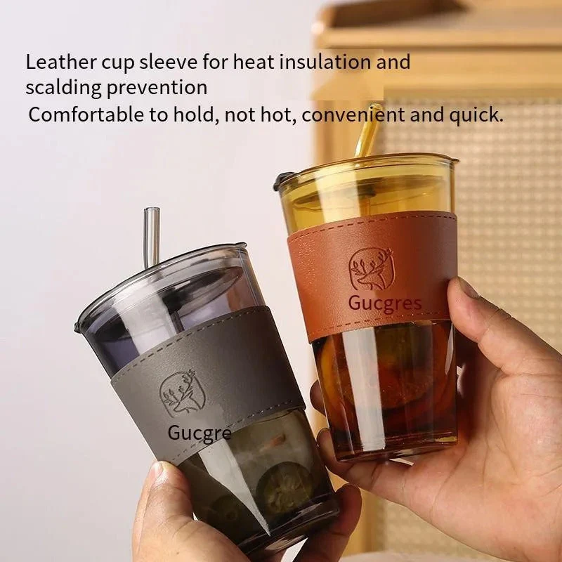 Glass Coffee Cup with Straw - Image 4