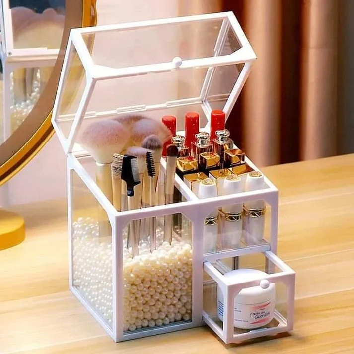Glass Cosmetic And Makeup Brush Organizer - Image 3