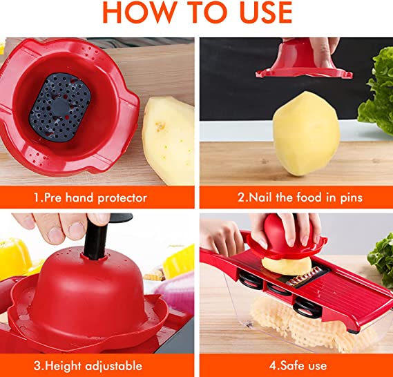 High Quality 10 In 1 Mandoline Slicer Vegetable Grater, Cutter with Stainless Steel Blades - Image 3