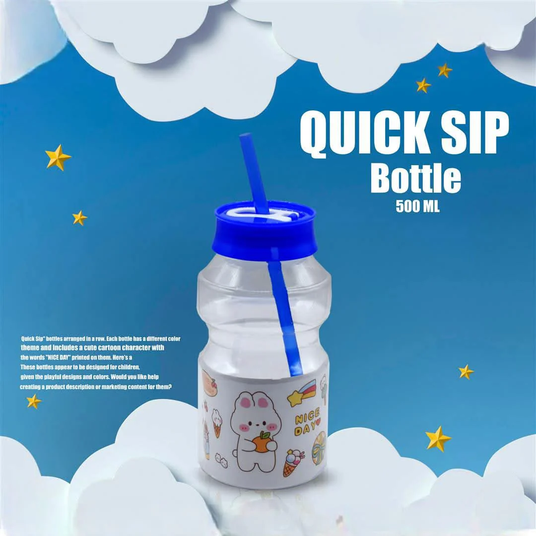 Kids Quick Sip Water Bottle with Straw 500ml - Image 2