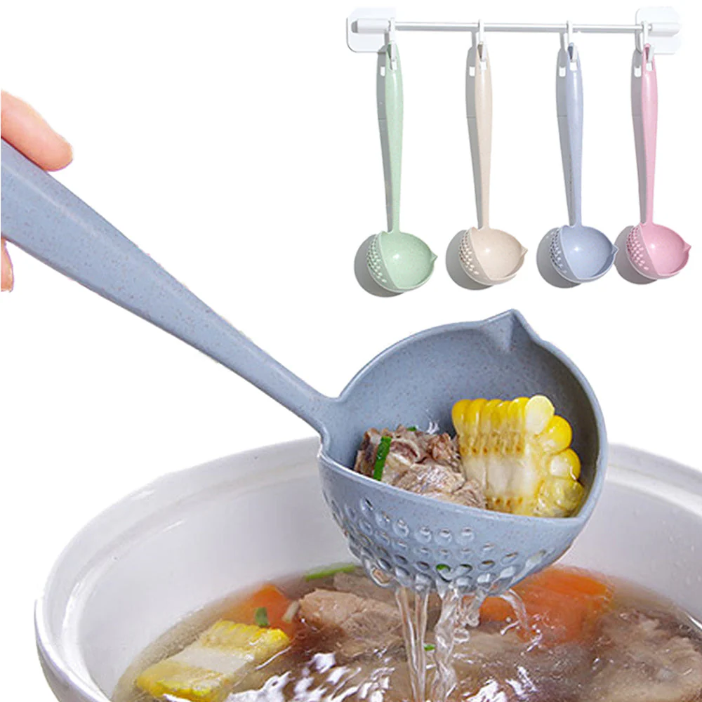 Long Handle 2 In 1 Cooking Colander Slotted Spoon. - Image 4