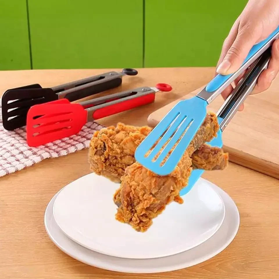 Long Handle No-Stick BBQ Grilling Kitchen Tongs.