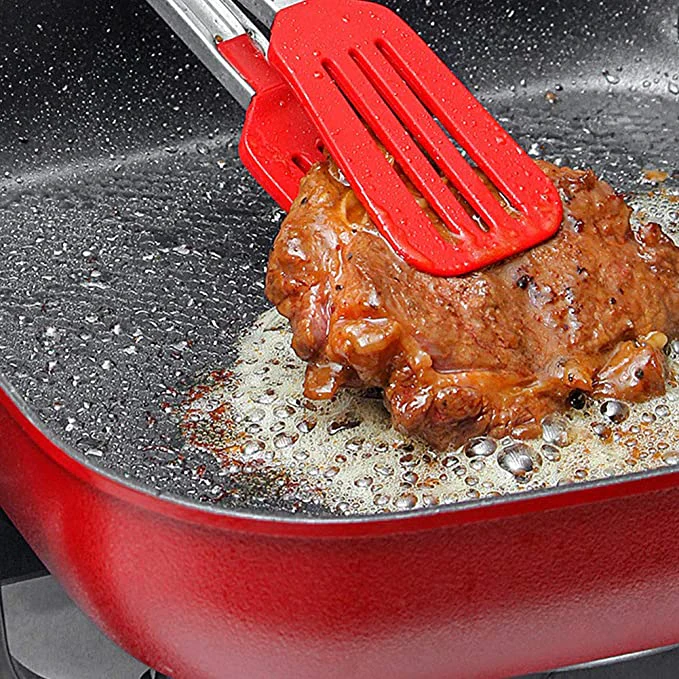 Long Handle No-Stick BBQ Grilling Kitchen Tongs. - Image 2
