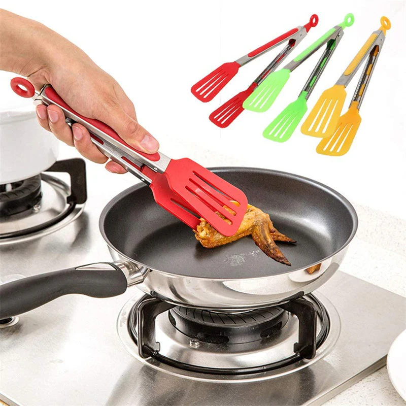 Long Handle No-Stick BBQ Grilling Kitchen Tongs. - Image 4