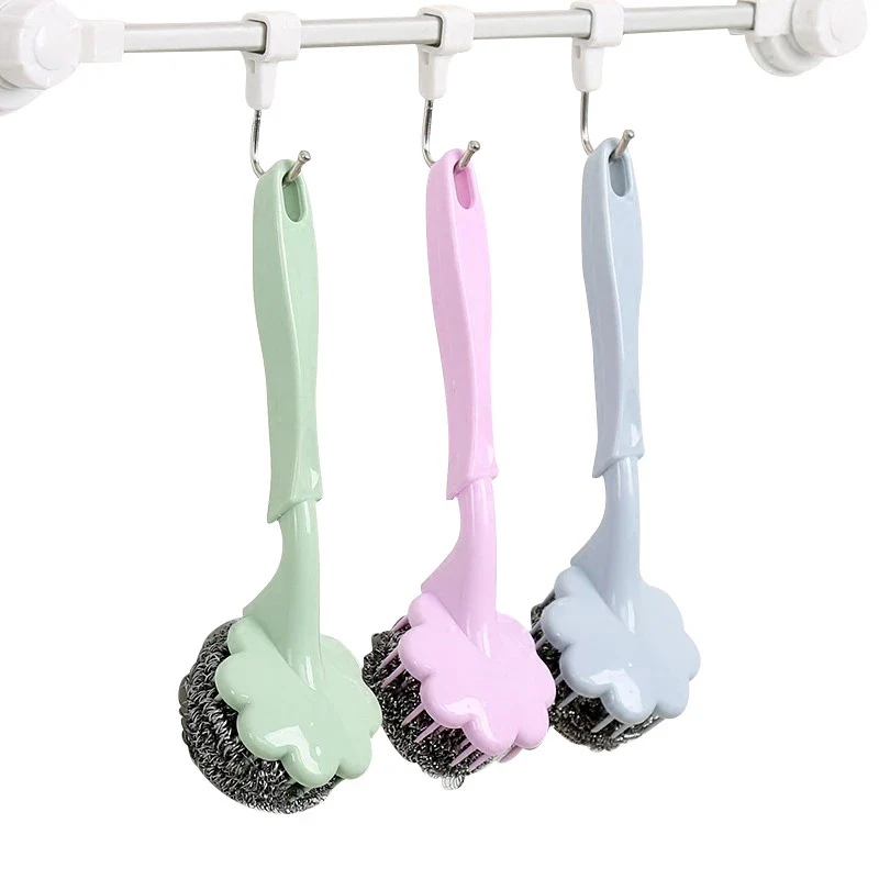 Long Handle Removable Steel Wire Ball Cleaning Brush - Image 2