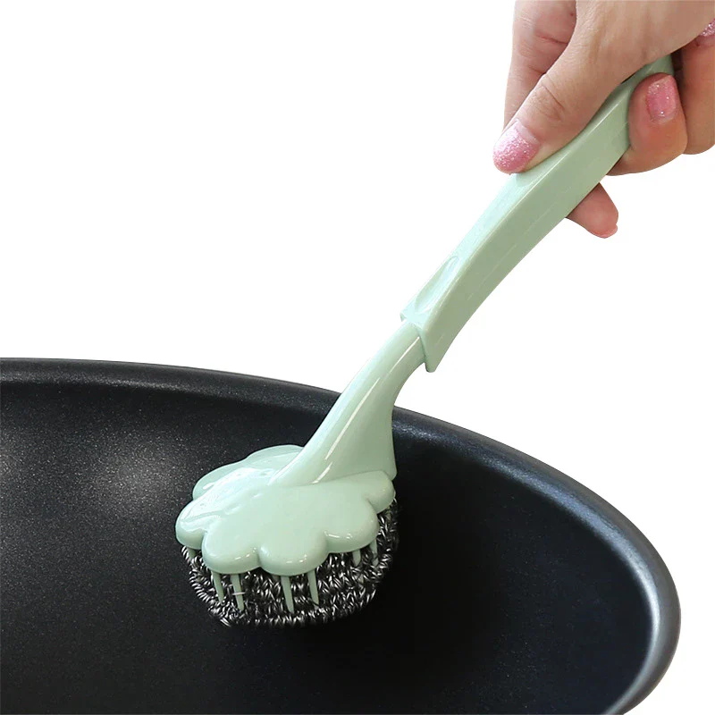 Long Handle Removable Steel Wire Ball Cleaning Brush - Image 3