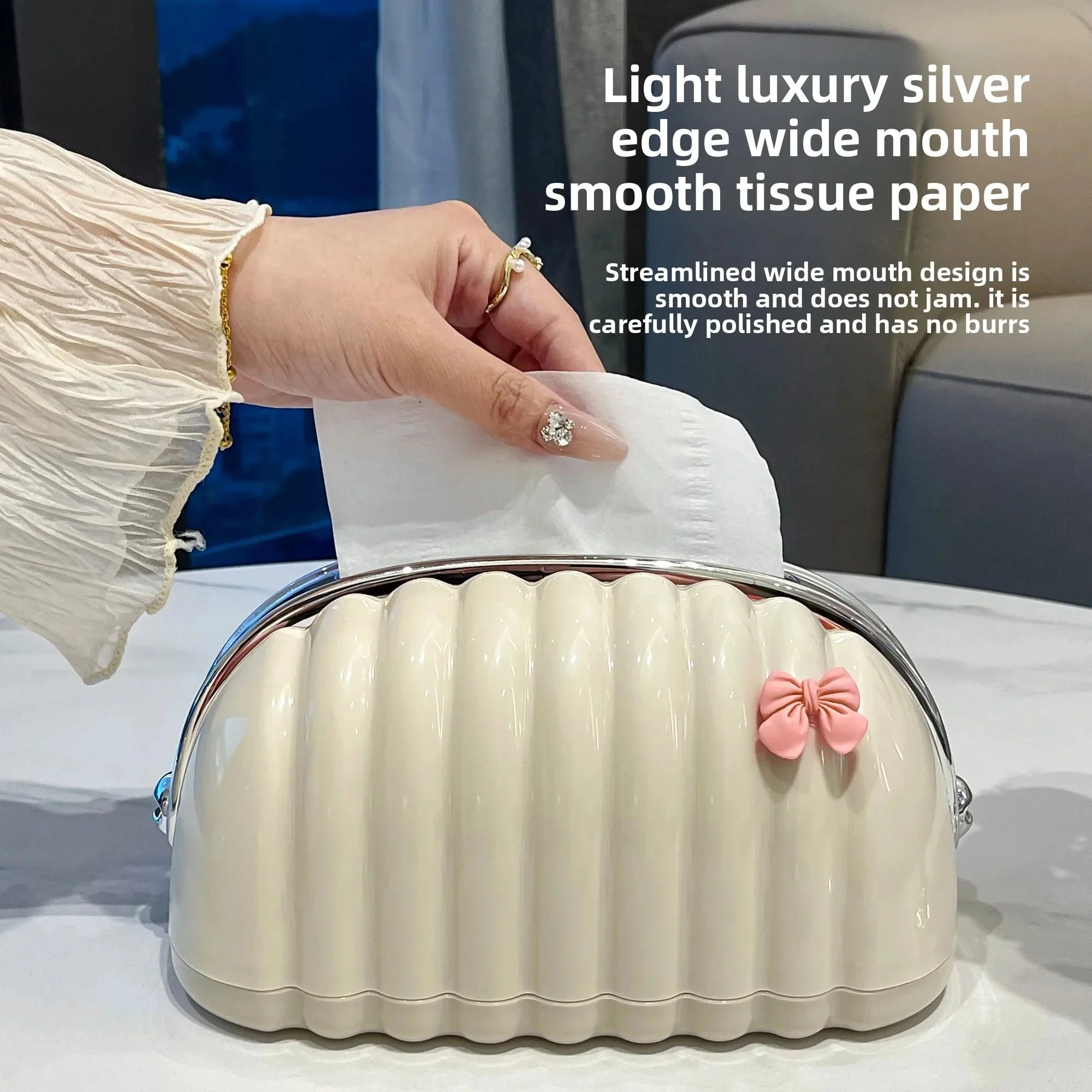 Luxury Shell Spring Loaded Tissue Box - Image 2