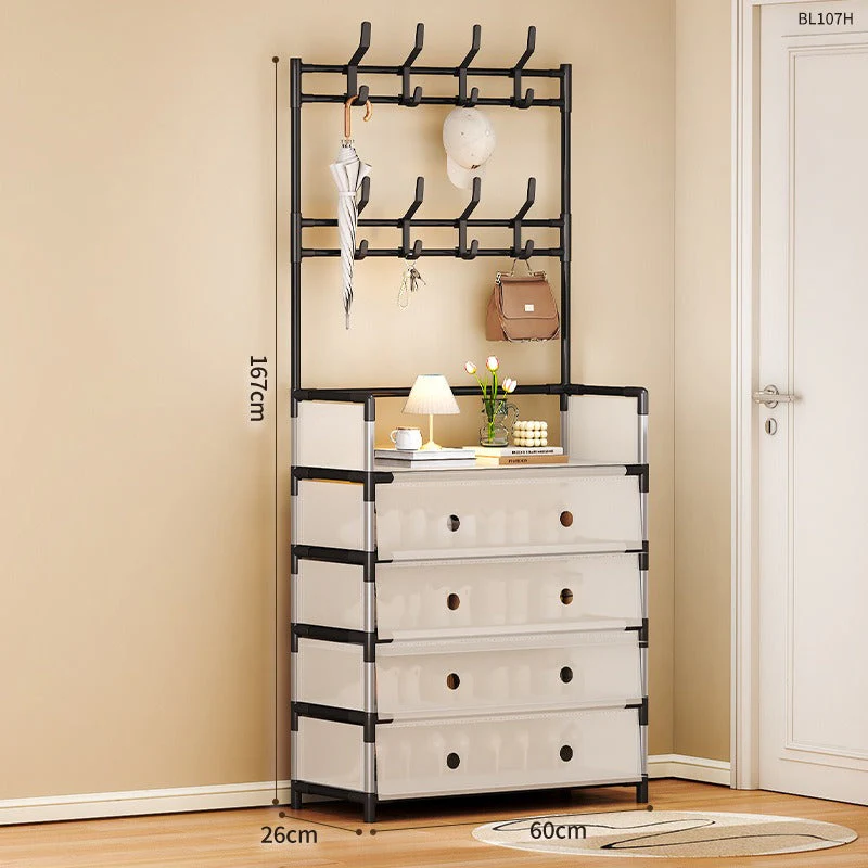 Multi-Functional Storage Cabinet with Coat Rack & Hooks - Image 3