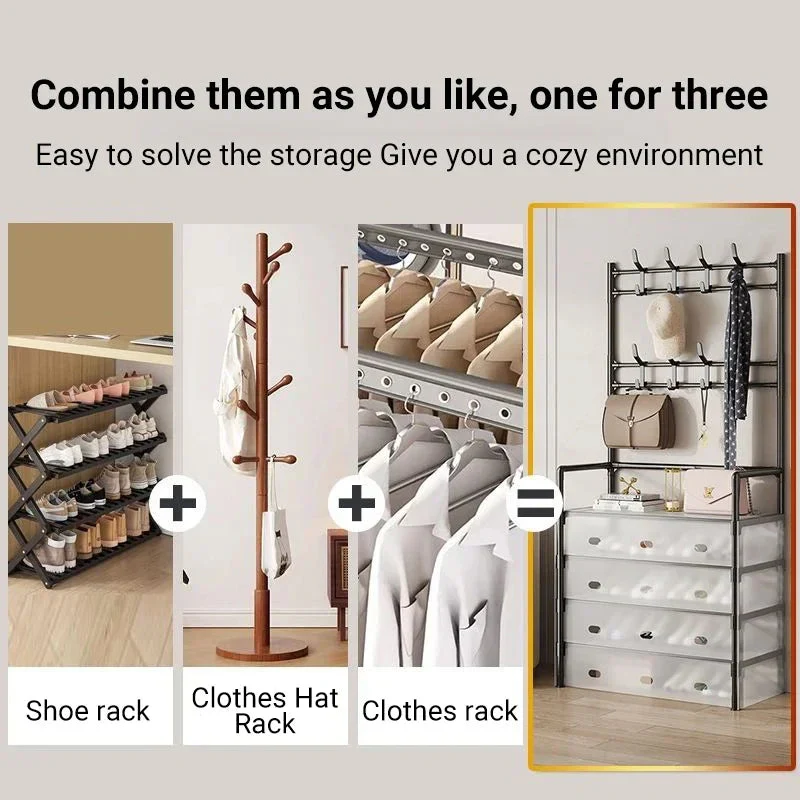 Multi-Functional Storage Cabinet with Coat Rack & Hooks - Image 6