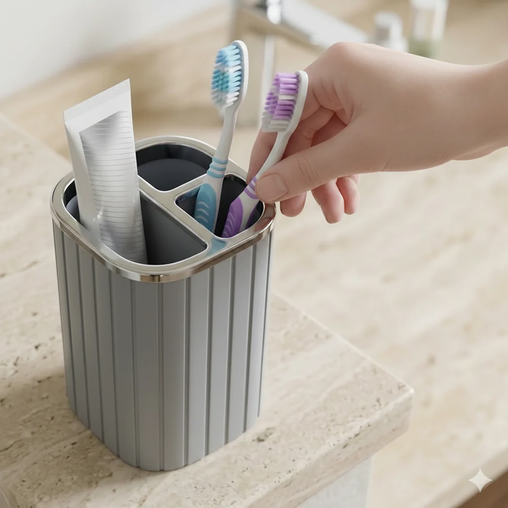 Multi-Purpose Plastic Toothpaste & Cosmetic Brush Holder - Image 3