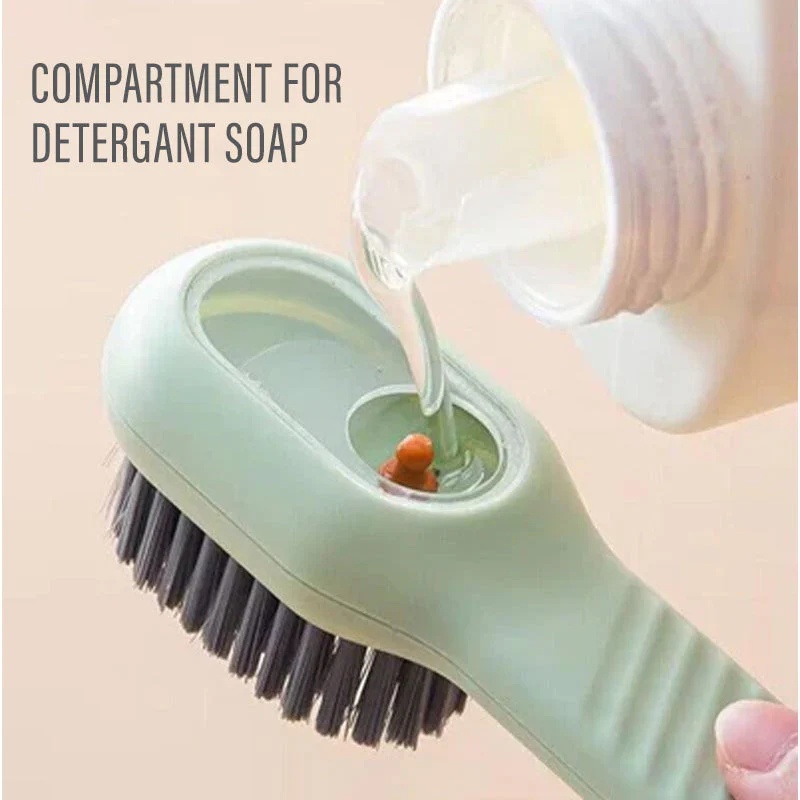 Multifunctional Cleaning Brush with Liquid Compartment | Soft Fur Brush with Soap Dispenser - Image 3