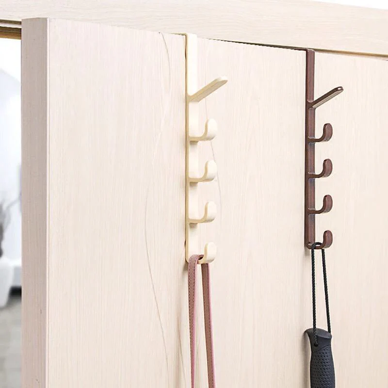 Over The Door Organizer Hanger Rack Coats Caps Clothes Holder with 5 Hooks - Image 3