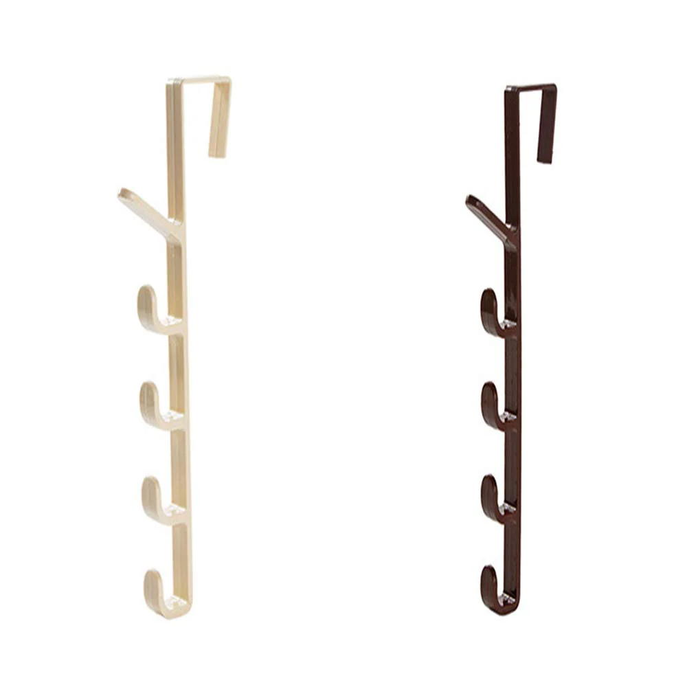Over The Door Organizer Hanger Rack Coats Caps Clothes Holder with 5 Hooks - Image 4