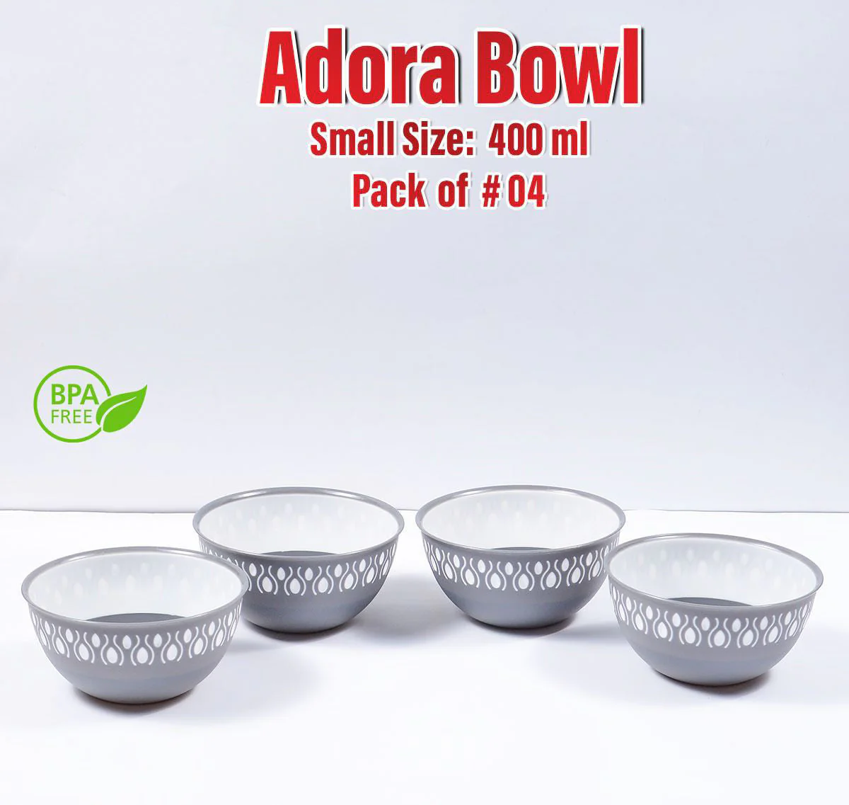 Pack of 4 Multipurpose Kitchen Adora Bowl 400ML. - Image 2