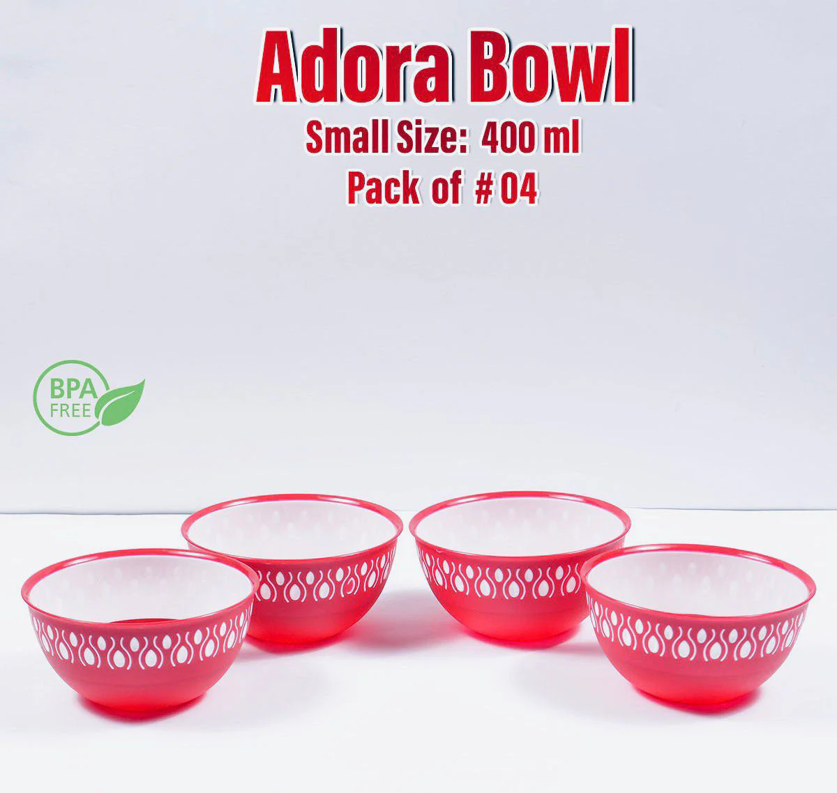 Pack of 4 Multipurpose Kitchen Adora Bowl 400ML. - Image 3