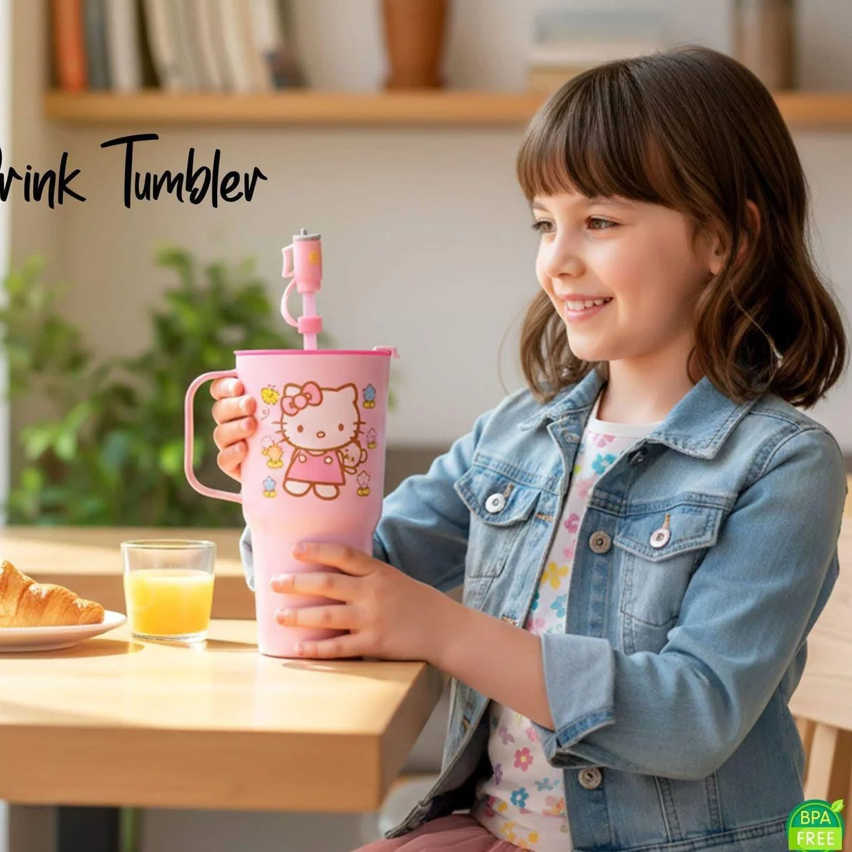 Plastic Printed DIP AND DRINK Straw TUMBLER (Capacity 750ml )