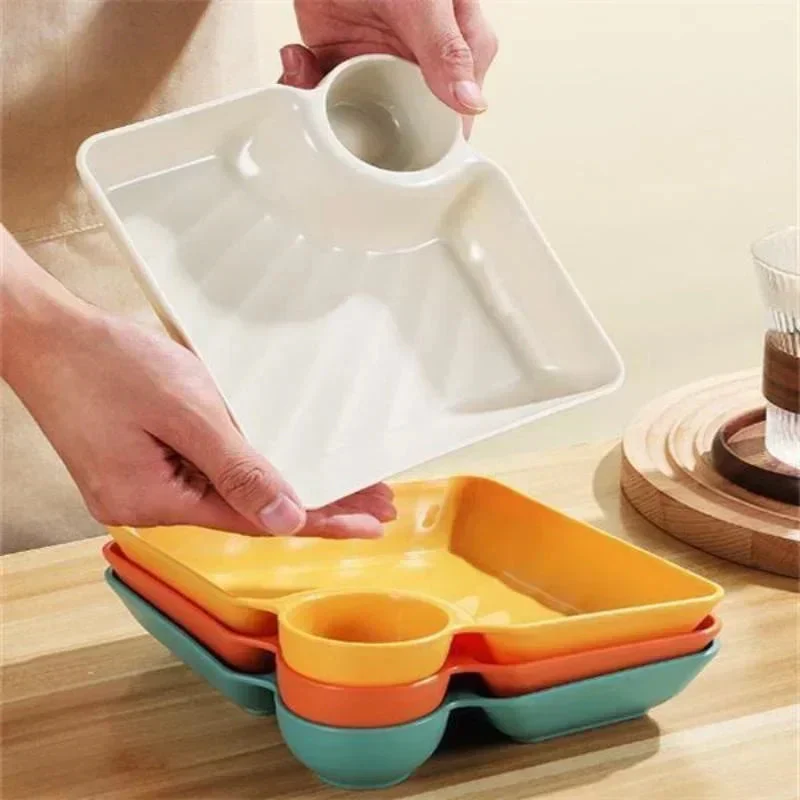 Pack of 4 Plastic Square Snack Dumpling Plate - Image 2