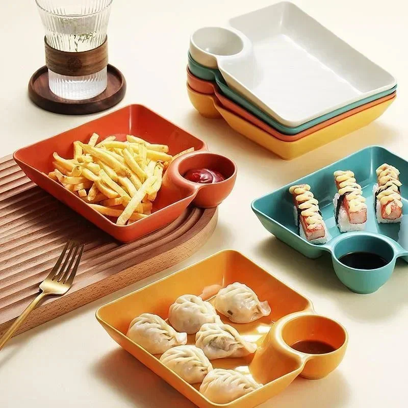 Pack of 4 Plastic Square Snack Dumpling Plate - Image 5