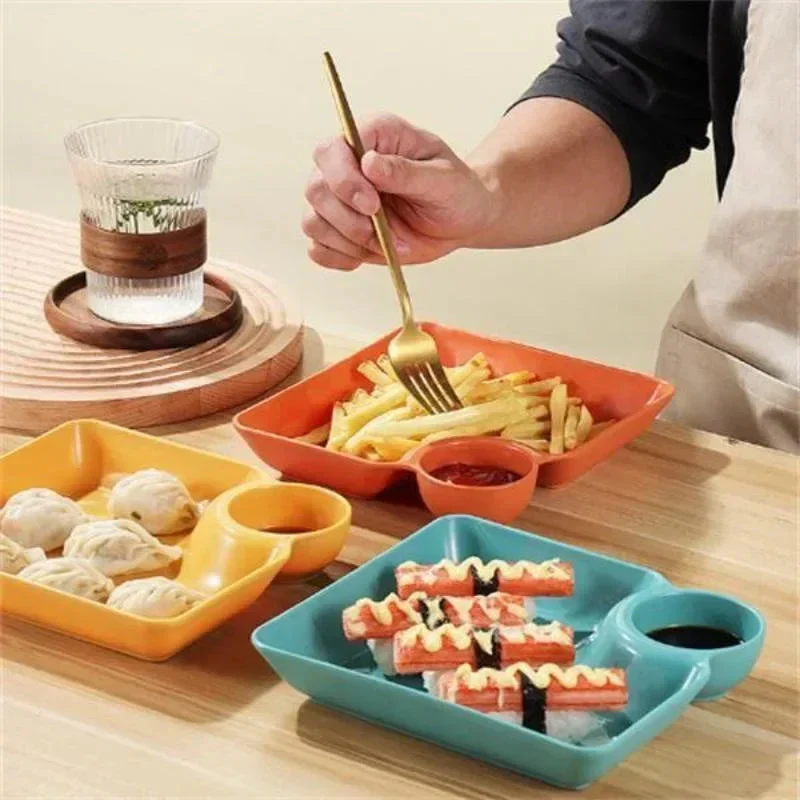 Pack of 4 Plastic Square Snack Dumpling Plate - Image 6