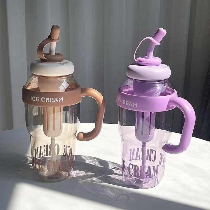 Plastic Water Bottle With Lid And Straw - Image 2