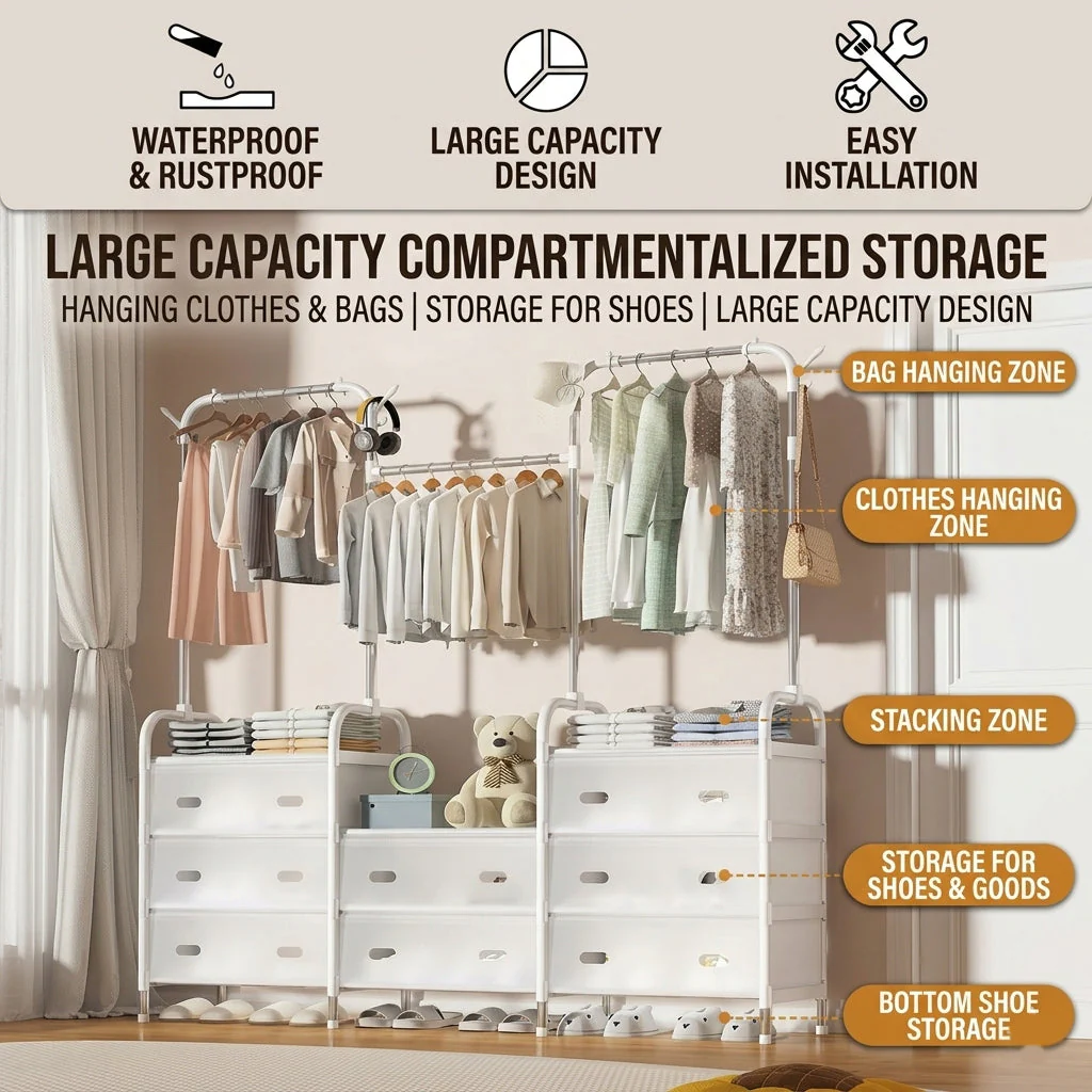 Portable Bedroom Coat & Drying Rack - Image 3
