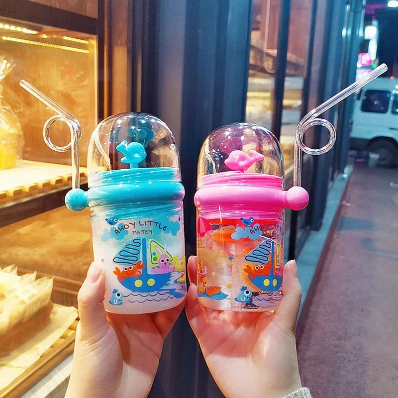 Portable Cartoon Cute Whale Baby Drinking Water Bottle Leak Proof 250ML