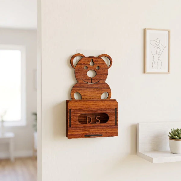 Portable Wooden Bear Mobile Holder
