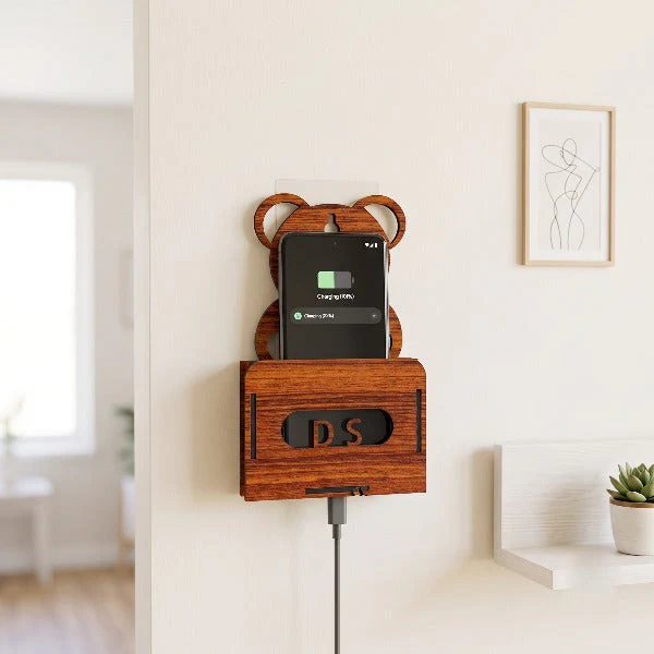 Portable Wooden Bear Mobile Holder - Image 2