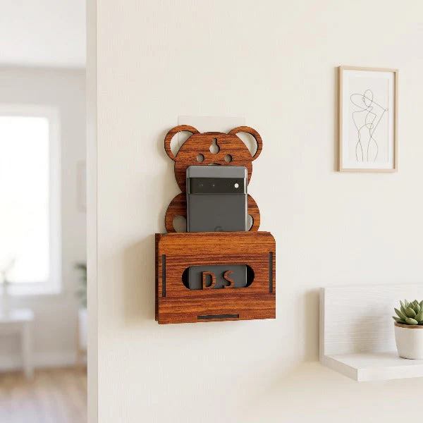 Portable Wooden Bear Mobile Holder - Image 3