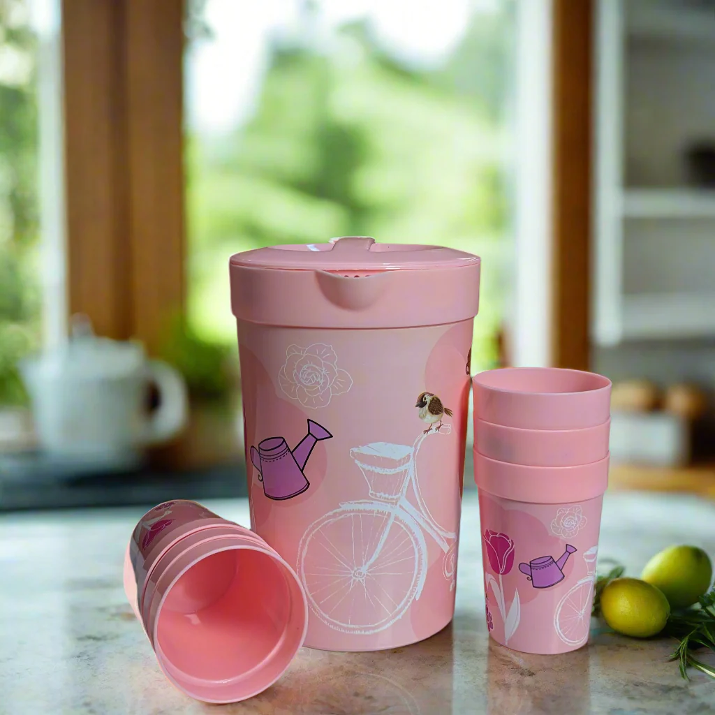 Printed Plastic Jug With 6 Glasses - Image 4