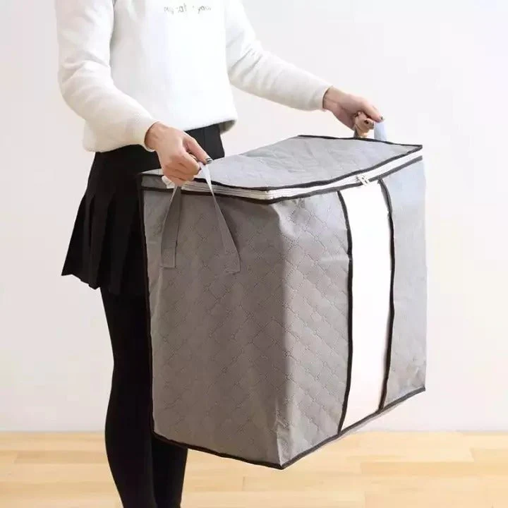 Portable Storage Bamboo Bag for Clothes Blanket Quilt and Closet Sweater Organizer - Image 3