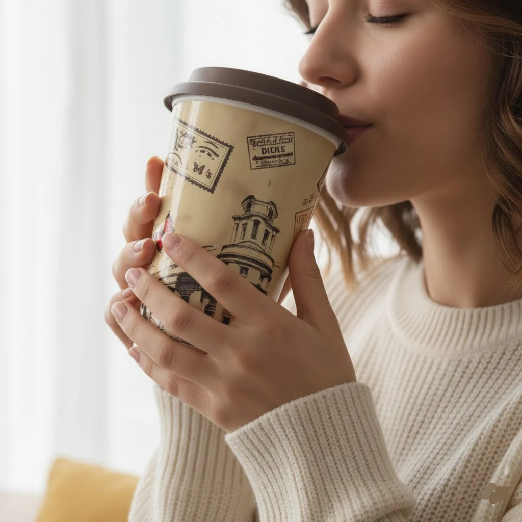 Printed Ceramic Coffee Mug with Silicon Lid