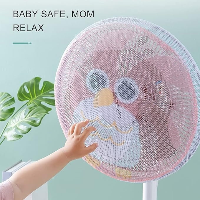 Cartoon Printed Safety Net Dustproof Fan Cover - Image 2