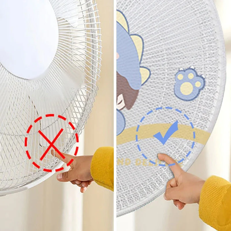Cartoon Printed Safety Net Dustproof Fan Cover - Image 3