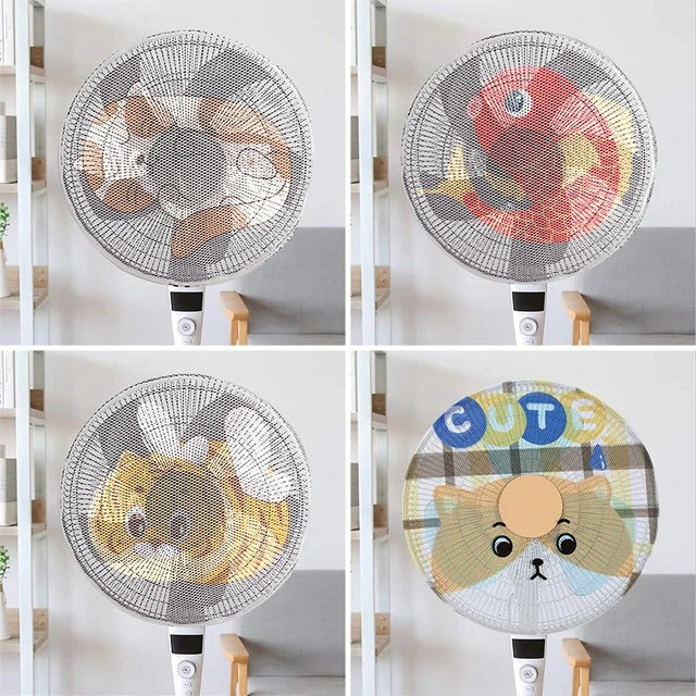 Cartoon Printed Safety Net Dustproof Fan Cover - Image 5